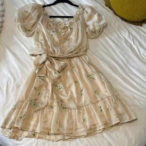 Charming Cream Embroidered Floral Dress